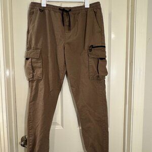 Primark Denim Co Mens Relaxed Cuffed Cargo Pants Brown Size L Sustainable Cotton